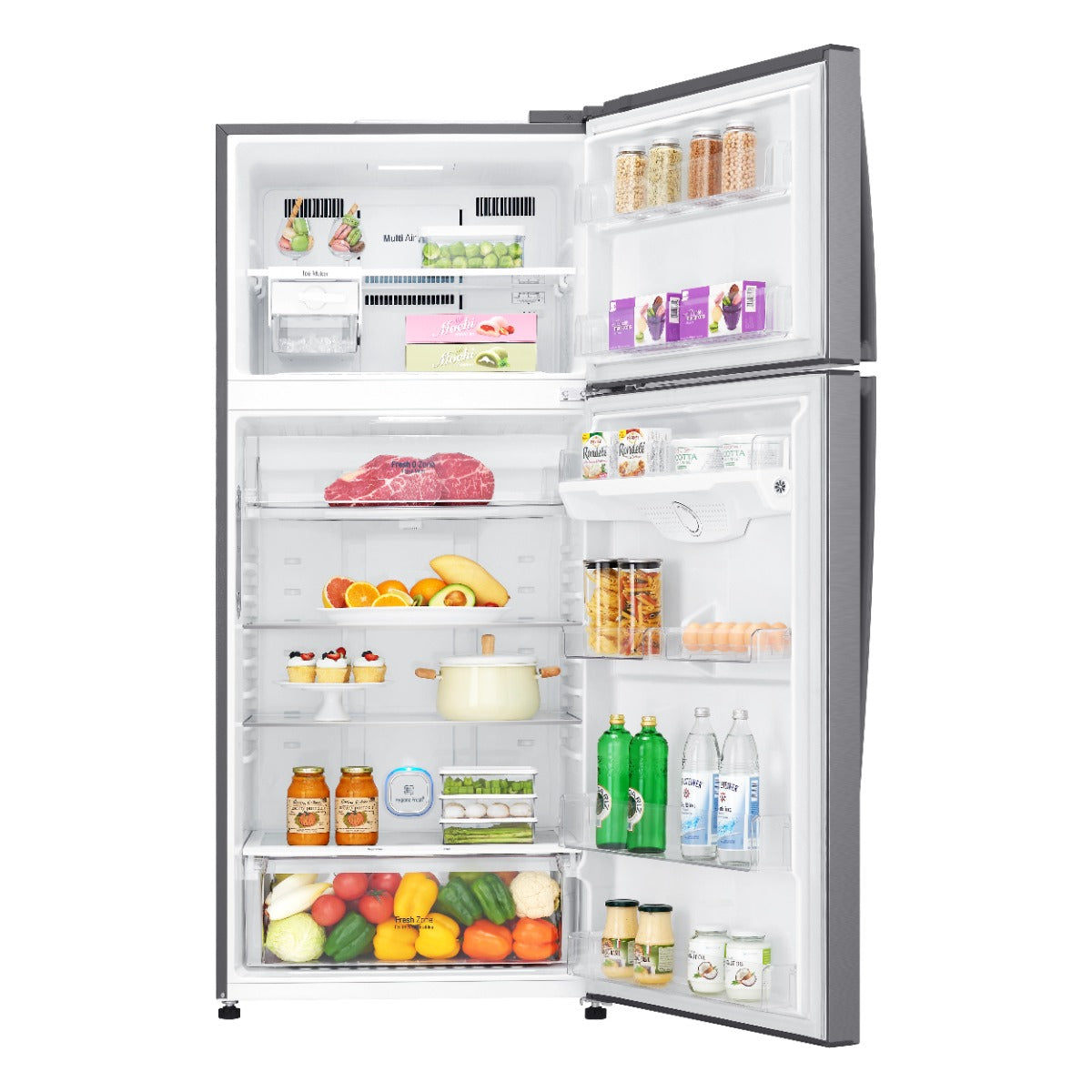 LG No Frost Top Mount Refrigerator with Inverter Motor, 506 Liters, Silver - GN-H722HLHL