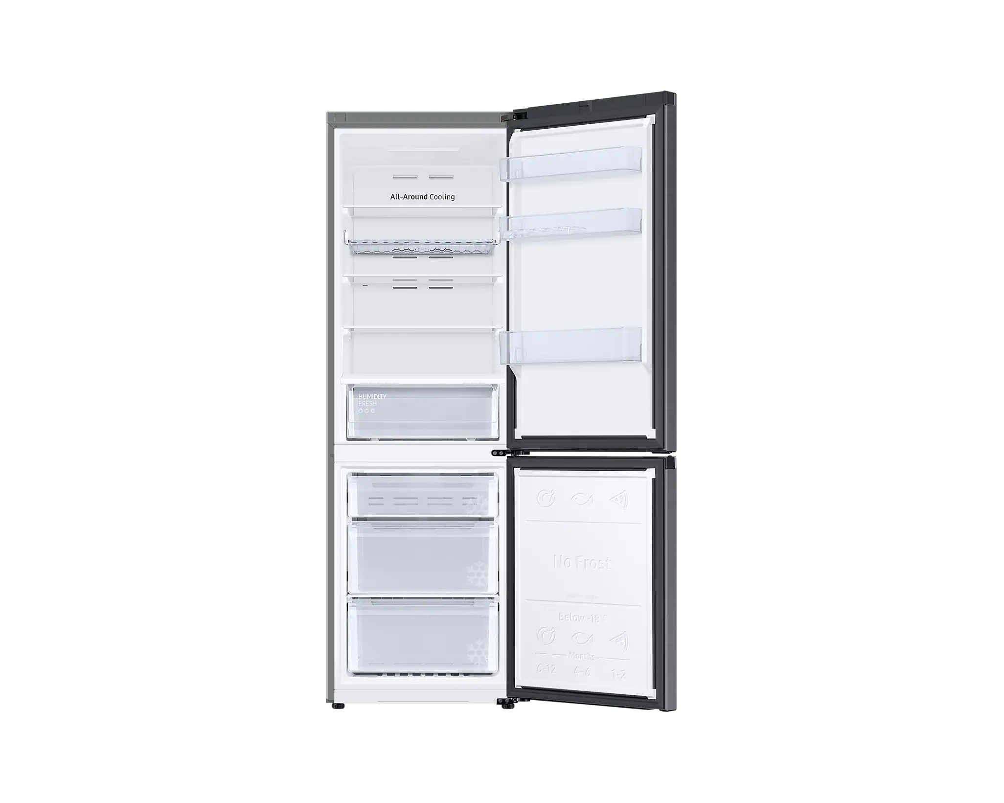 Samsung No Frost Refrigerator, 344 Liters, Stainless Steel - RB34T671FS9/MR