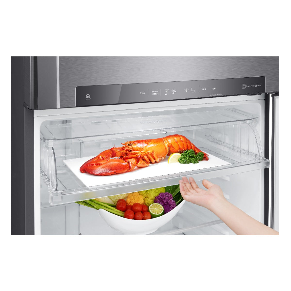 LG No Frost Top Mount Refrigerator with Inverter Motor, 506 Liters, Silver - GN-H722HLHL