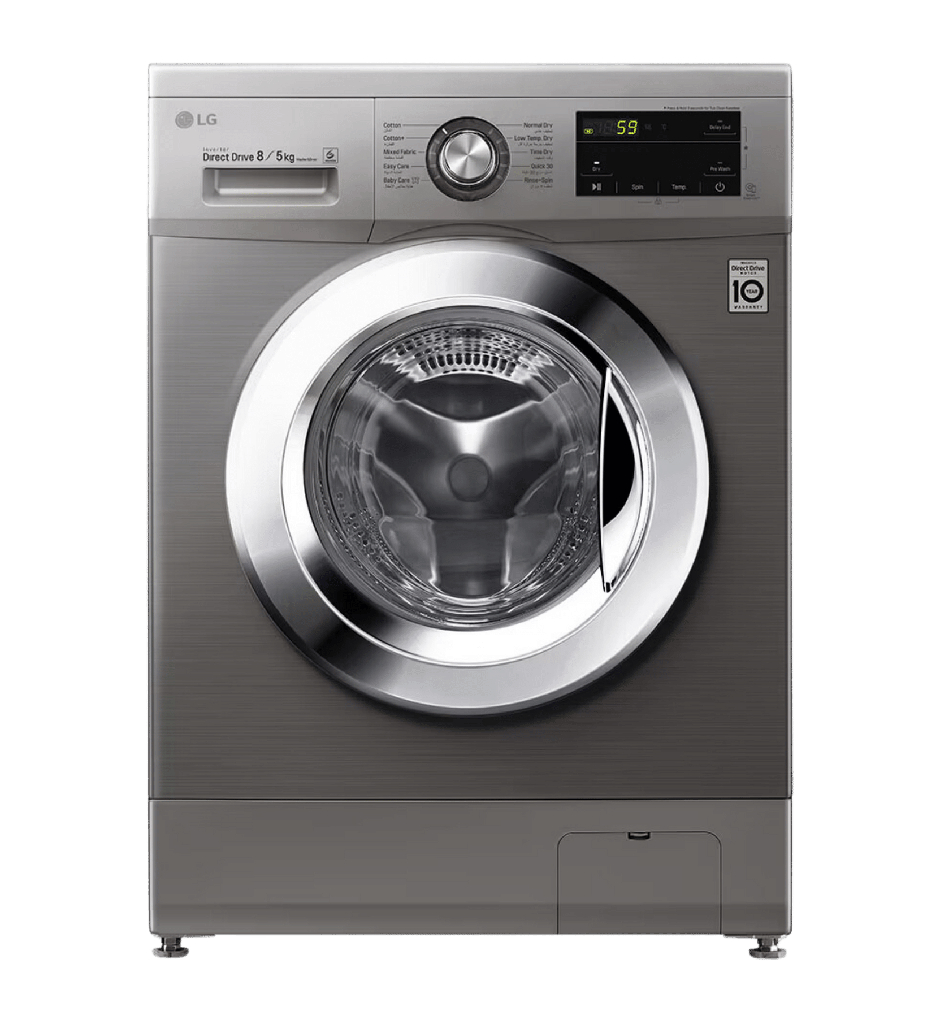 LG Washing Machine 8 Kg Dryer 5 Kg Silver chrome Door F4J3TMG5P