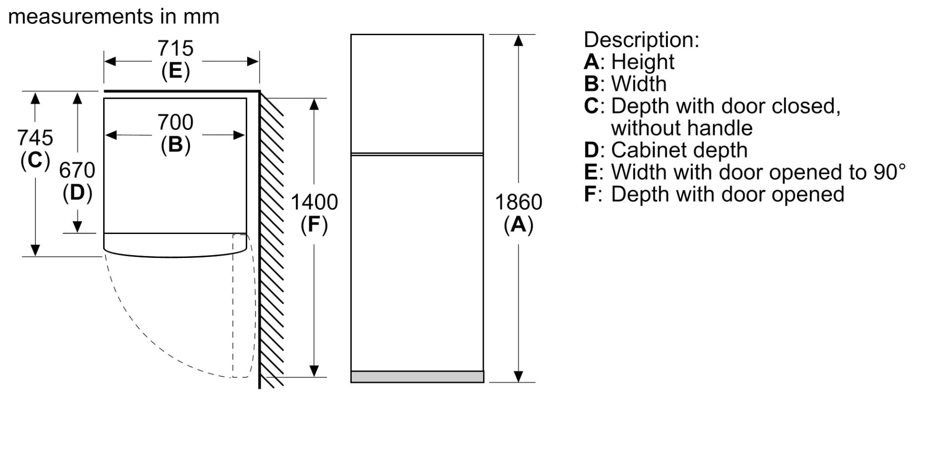 Bosch Serie | 4,KDN55NL2E8 free-standing fridge-freezer with freezer at top