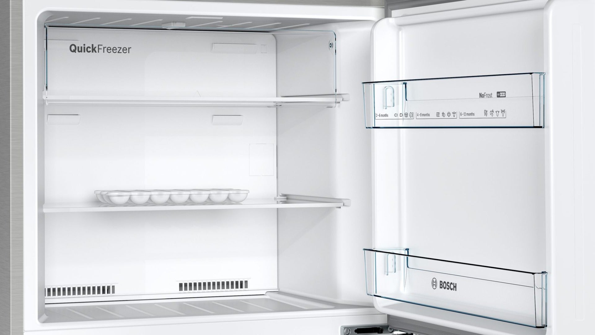 ثلاجة نوفروست بوش سيري 2، 328 لتر، ستانلس ستيل- KDN43NL2E8