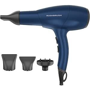 Rush Brush D3 Ultra Hair Dryer with Attachments, 2400 Watt, 3 Temperatures - Navy
