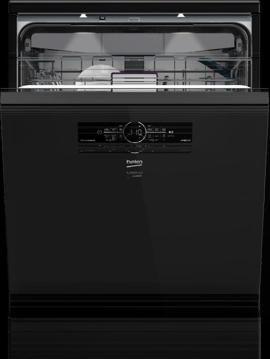 Beko Inverter Dishwasher, 15 Place Setting, Glass Black - BDFN36531GB