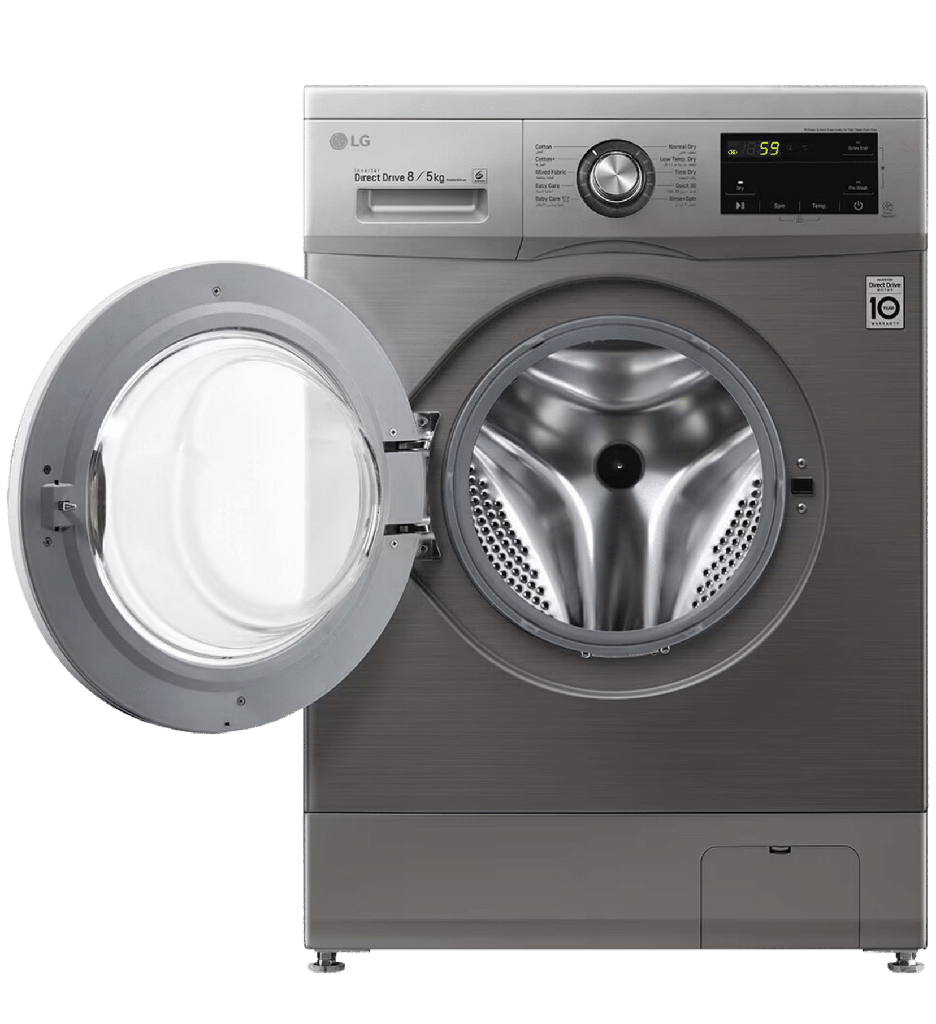 LG Washing Machine 8 Kg Dryer 5 Kg Silver chrome Door F4J3TMG5P