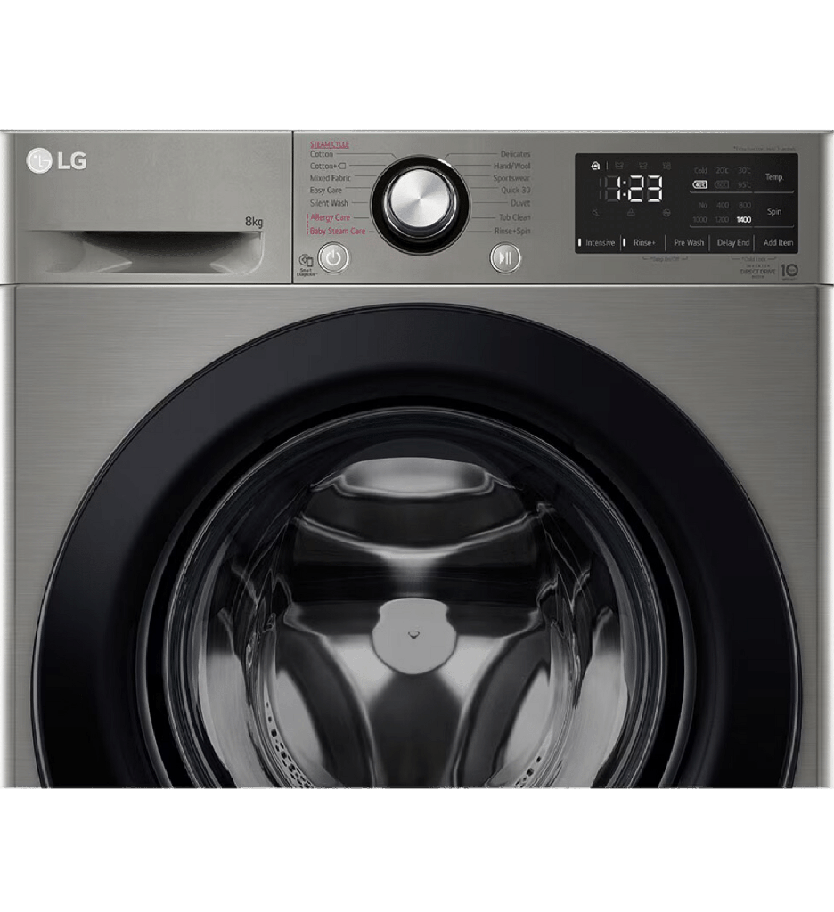 LG Washing Machine 8 Kg platinum 1400 RPM F4R3TYG6P Pro Vivace