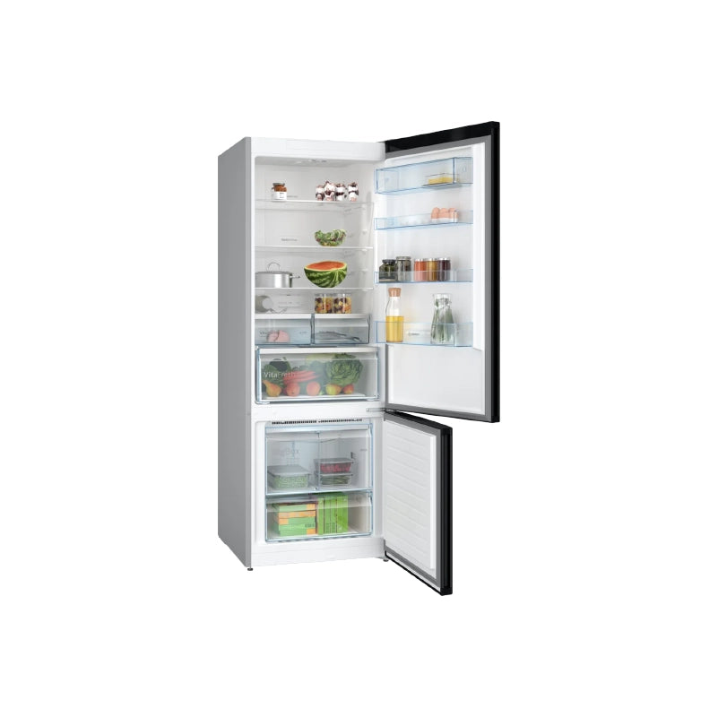 Bosch Series 4 free-standing fridge-freezer with freezer at bottom 193 x 70 cm Brushed black steel anti-fingerprint KGN56CX30U