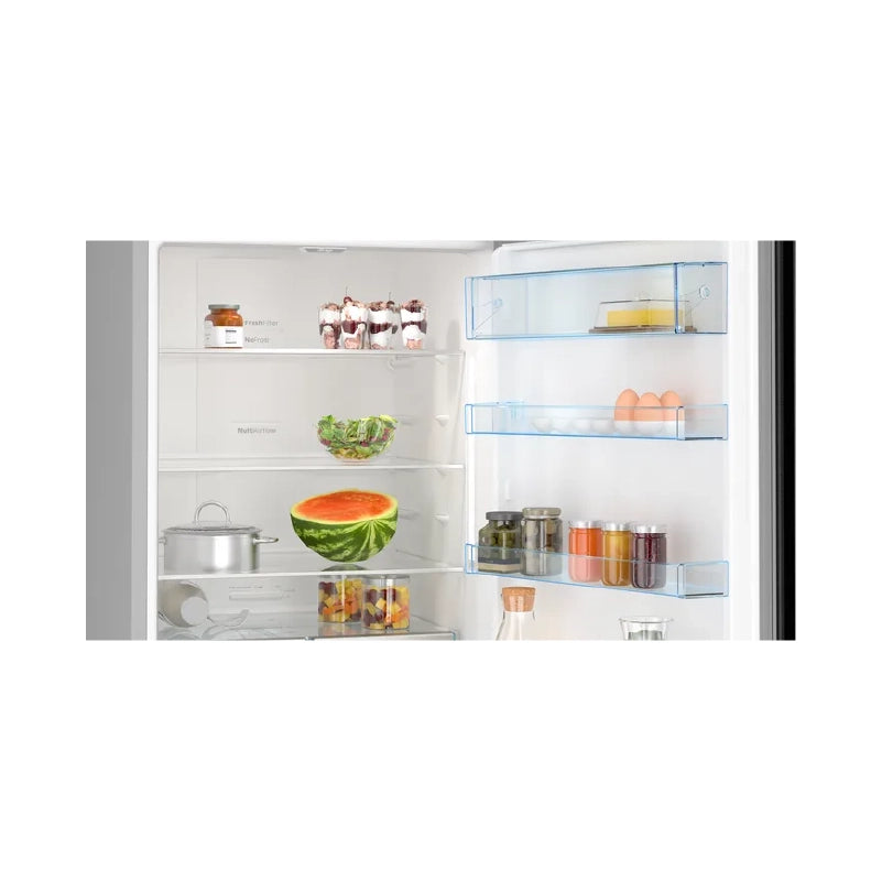 Bosch Series 4 free-standing fridge-freezer with freezer at bottom 193 x 70 cm Brushed black steel anti-fingerprint KGN56CX30U