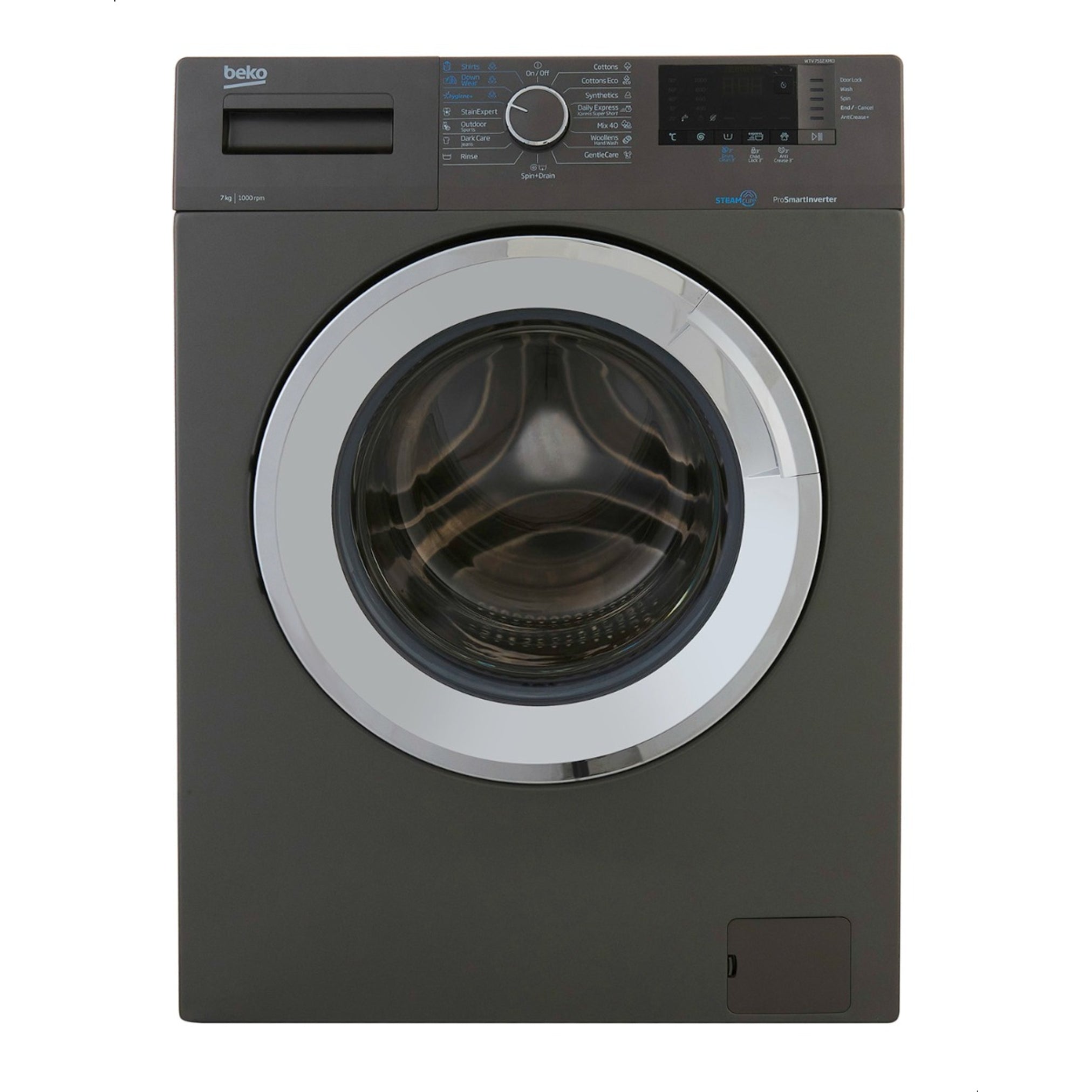 Beko Automatic Front Load Washing Machine, 7 kg, Inverter Motor, Silver - WTV7512XMCI