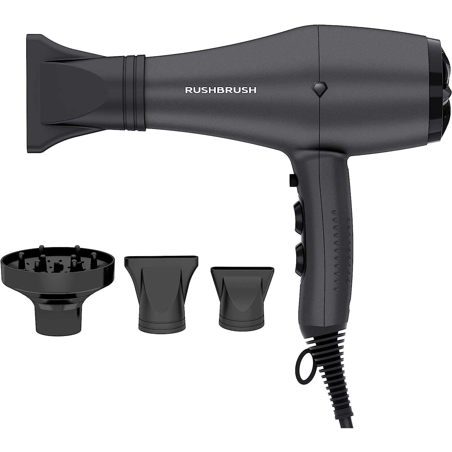 Rush Brush Hair Dryer, 3000 Watt, 3 Temperatures, Black - D3K