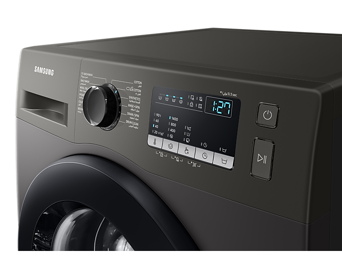 Samsung Front Load Automatic Washing Machine, 9 KG, Silver - WW90T4040CX1AS