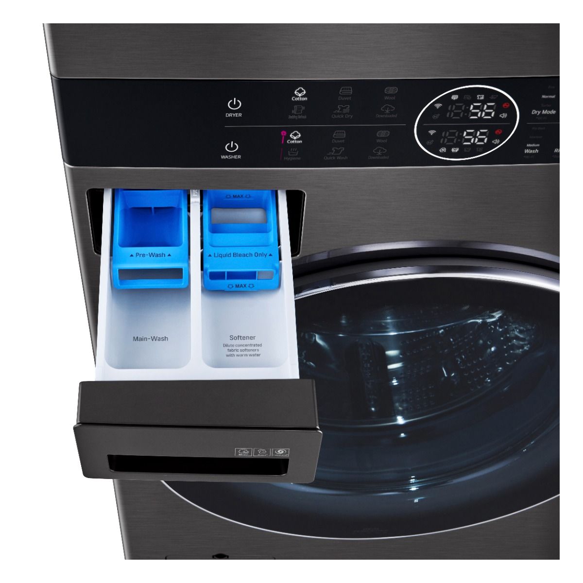 LG Wash Tower Front Load Wash Automatic Wash مع مجفف ، 21 كجم ، أسود - FWT2116BS